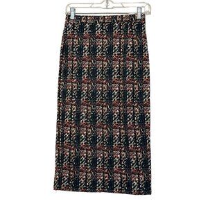 NWT Everleigh Midi Pencil Skirt Abstract Gold Casual Career Lined Stretchy Small